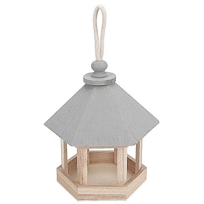 Customize indoor Outdoor Wooden Bird Nest Feeder Food Container with Hang Rope for Birds cage